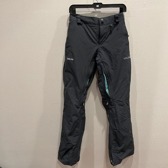 Volcom Women's Gore-Tex Snowboard Ski Pants Cheetah Liner Blue Gray Snow Pants - Picture 1 of 13